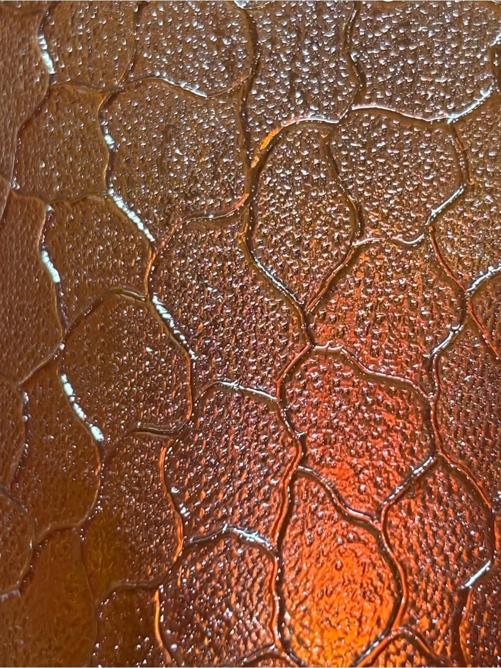 Handblown Iridescent Amber Glass Tumbler - Set of 4